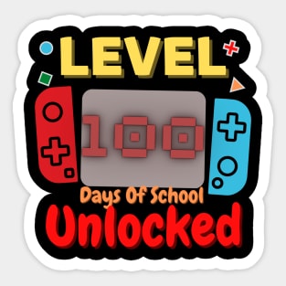 LEVEL 100 Days Of School Unlocked Gamer Video Sticker